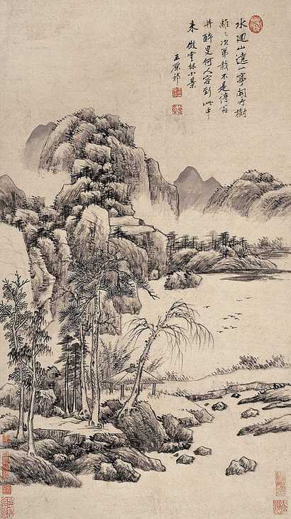 王原祁 山水 立轴